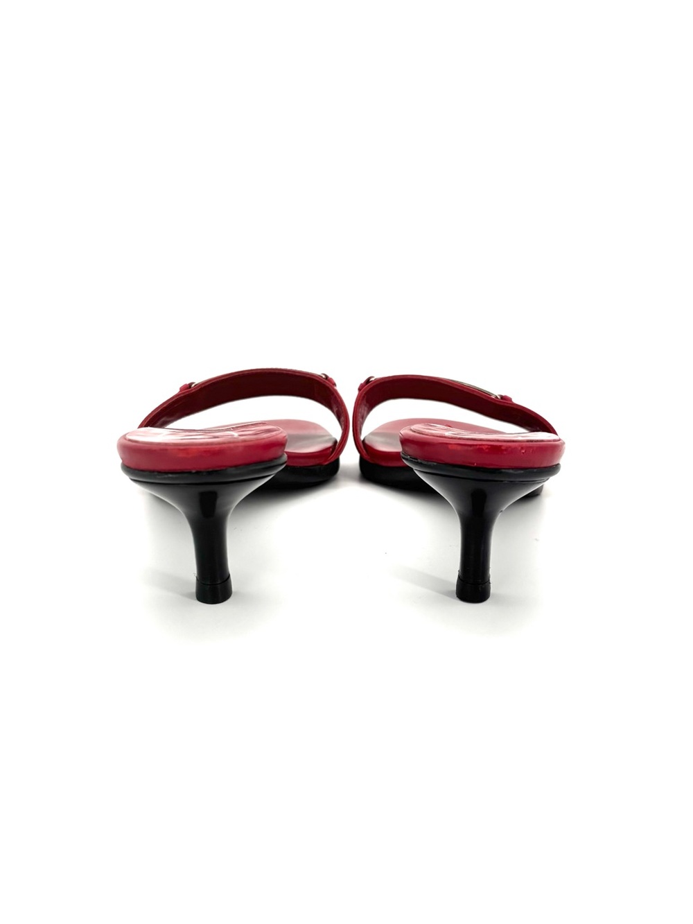 Dior Vintage Galliano Logo Plaque Red Leather Slip On Mules Sandals 35.5 - Picture 3 of 9